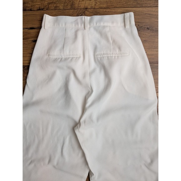 NWOT NONCHALANT LABEL Fabi Wide Leg Pleated Trousers White High Rise Pants 26x31 - Picture 14 of 16